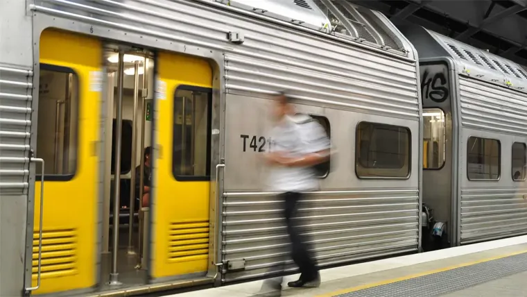 Man getting ready to board a train