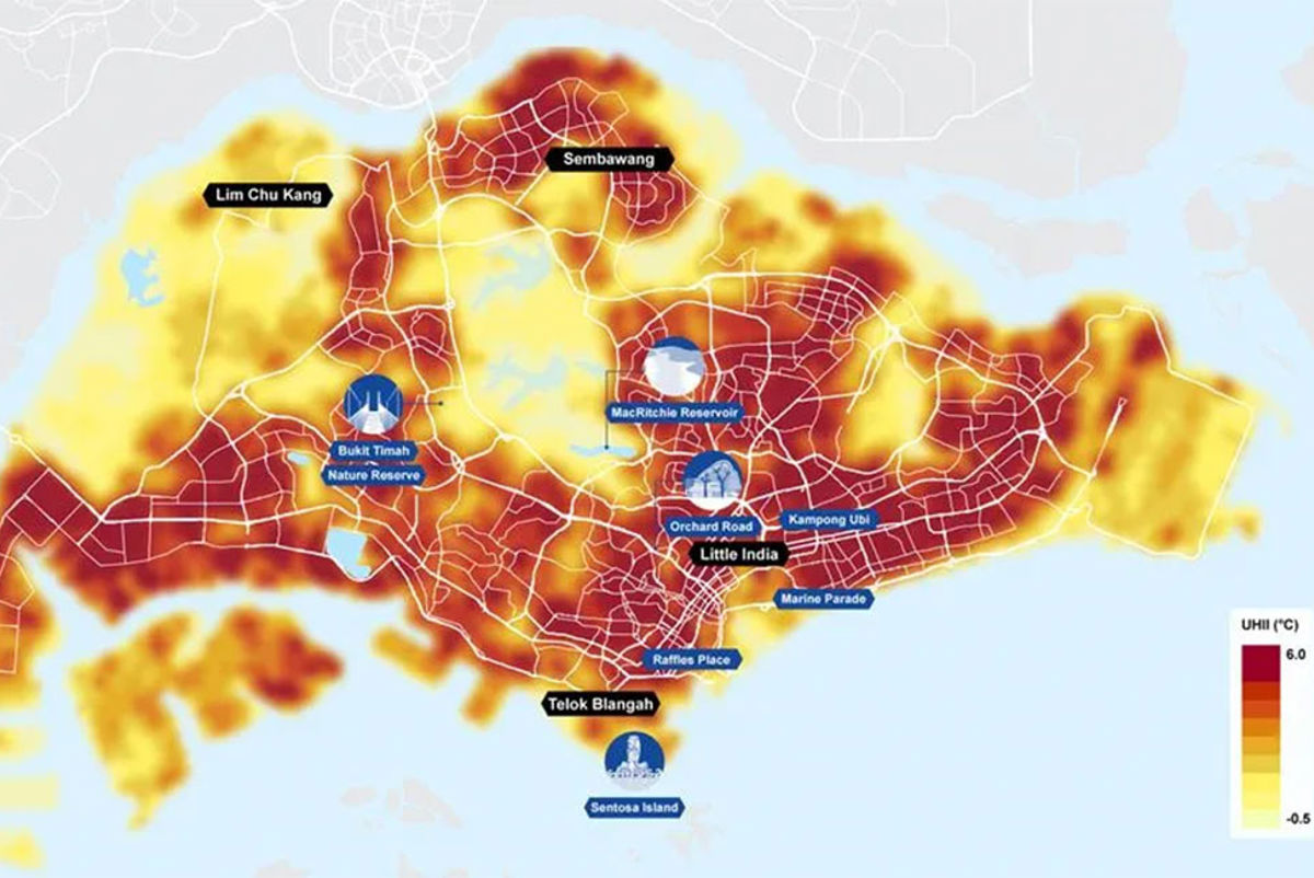 Singapore urban heat map