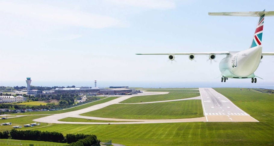 Plane landing at an airport