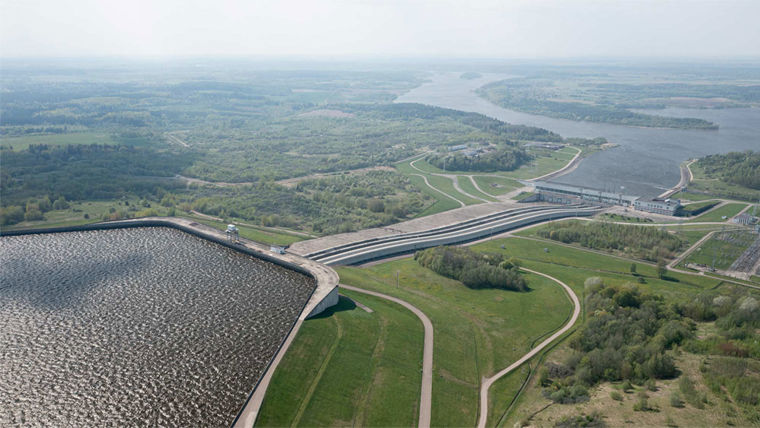 Aerial view of a pumped hydro storage facility