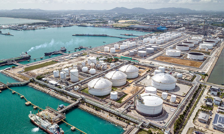 Aerial view of the Map Ta Phut port in Eastern Economic Corridor, Rayong, Thailand.