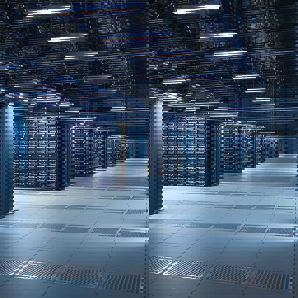 A room with many computer servers.