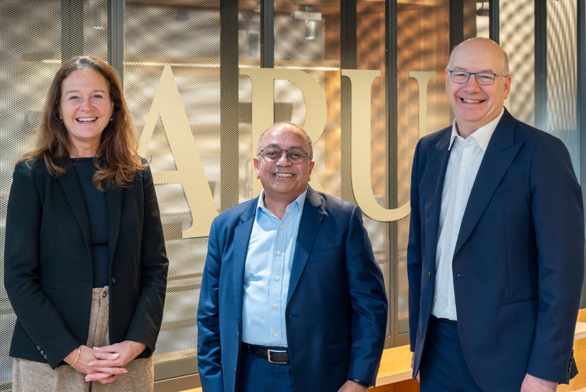 Hilde Tonne, Mahadev Raman and Jerome Frost OBE standing together