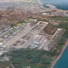 Aerial render of the airport's site in Barcelona