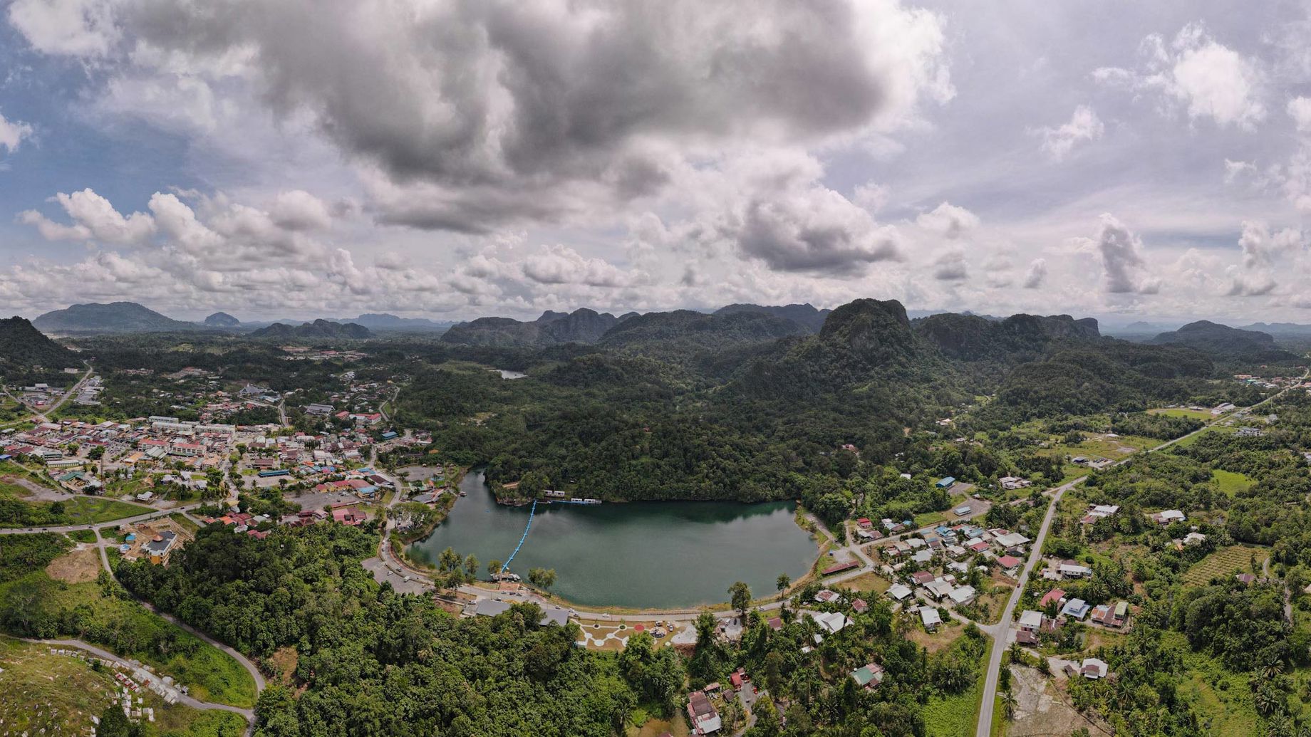 Aerial view of Bau town