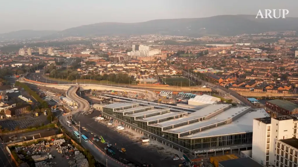 Belfast Central Train Station ariel view