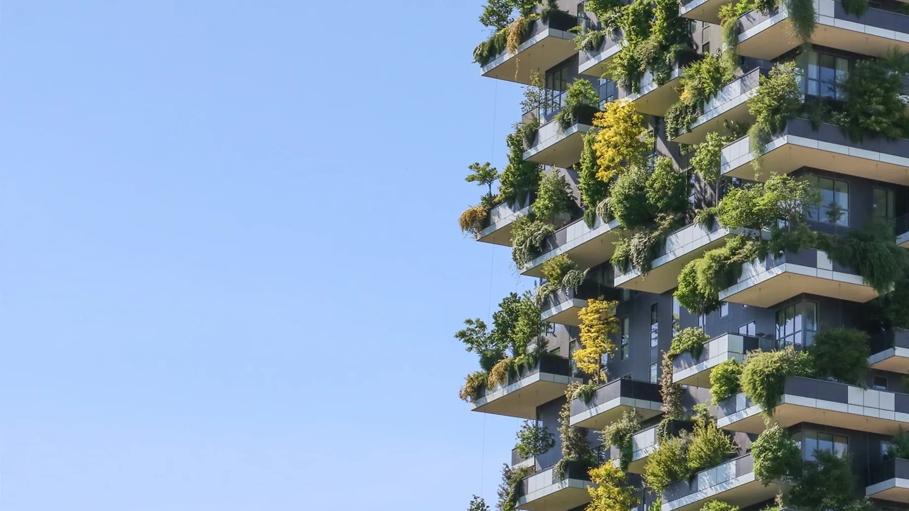 Close up the vertical forest on Bosco Verticale