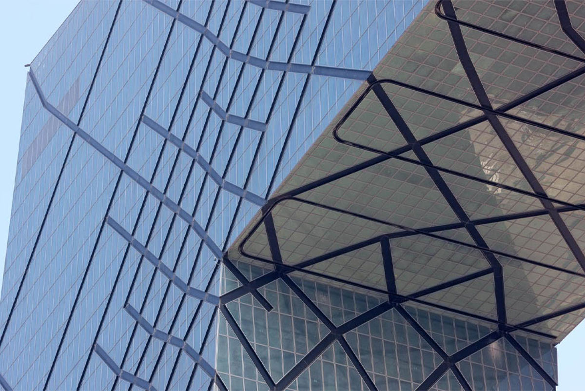 Close-up of Beijing China Central TV Headquarters diagrid support. Credit: Zhou Ruogu Architecture Photography