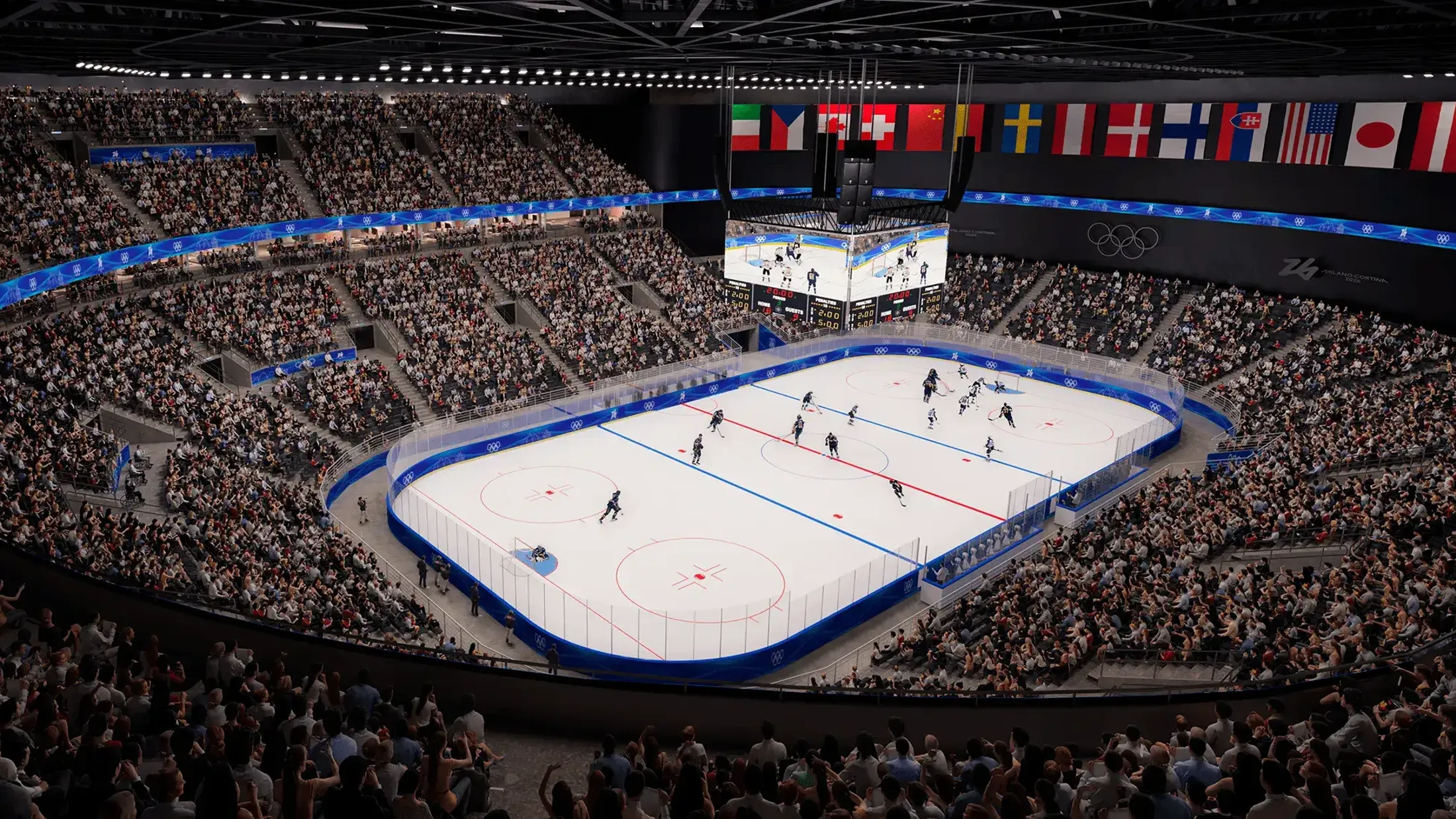 Ice hockey match taking place in the Eventim Arena