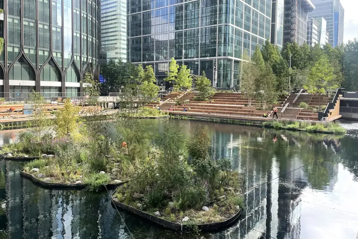 Floating pontoons in Canary Wharf, London