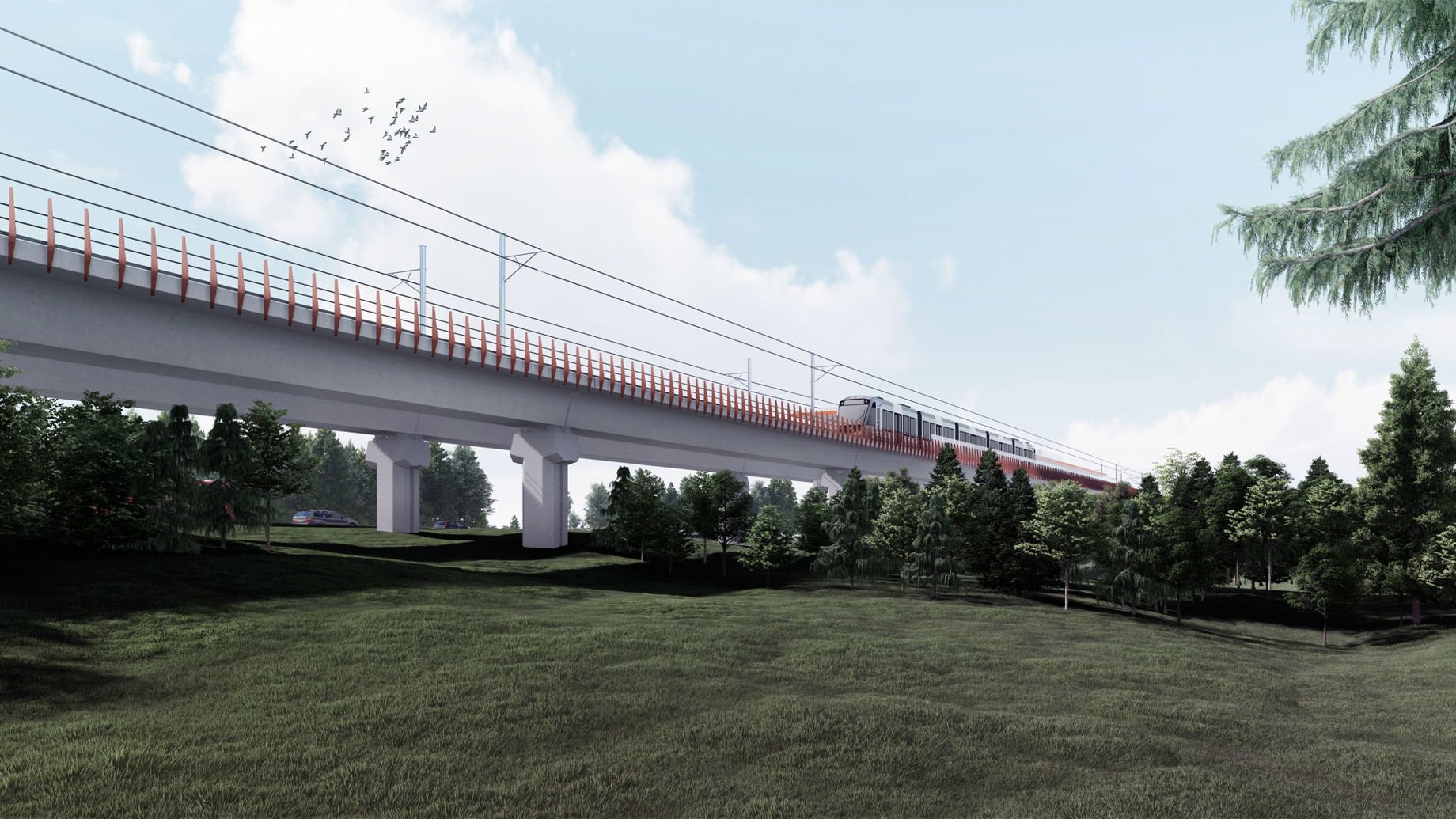 Elevated guideway rendering