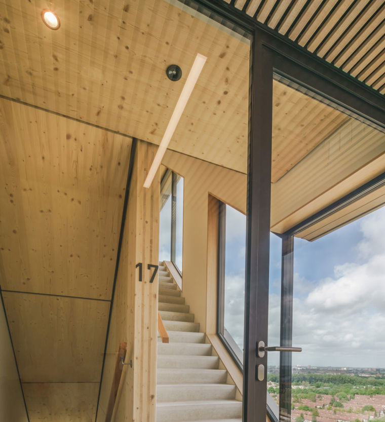 Wood shown on the lining of a staircase inside Haut