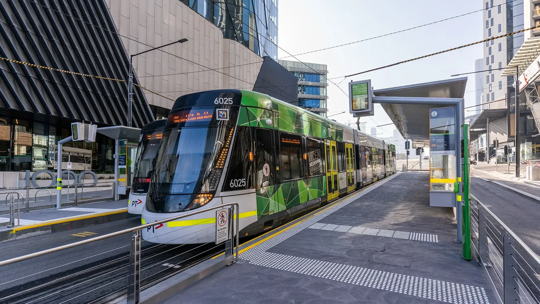 Melbourne tram at a platform