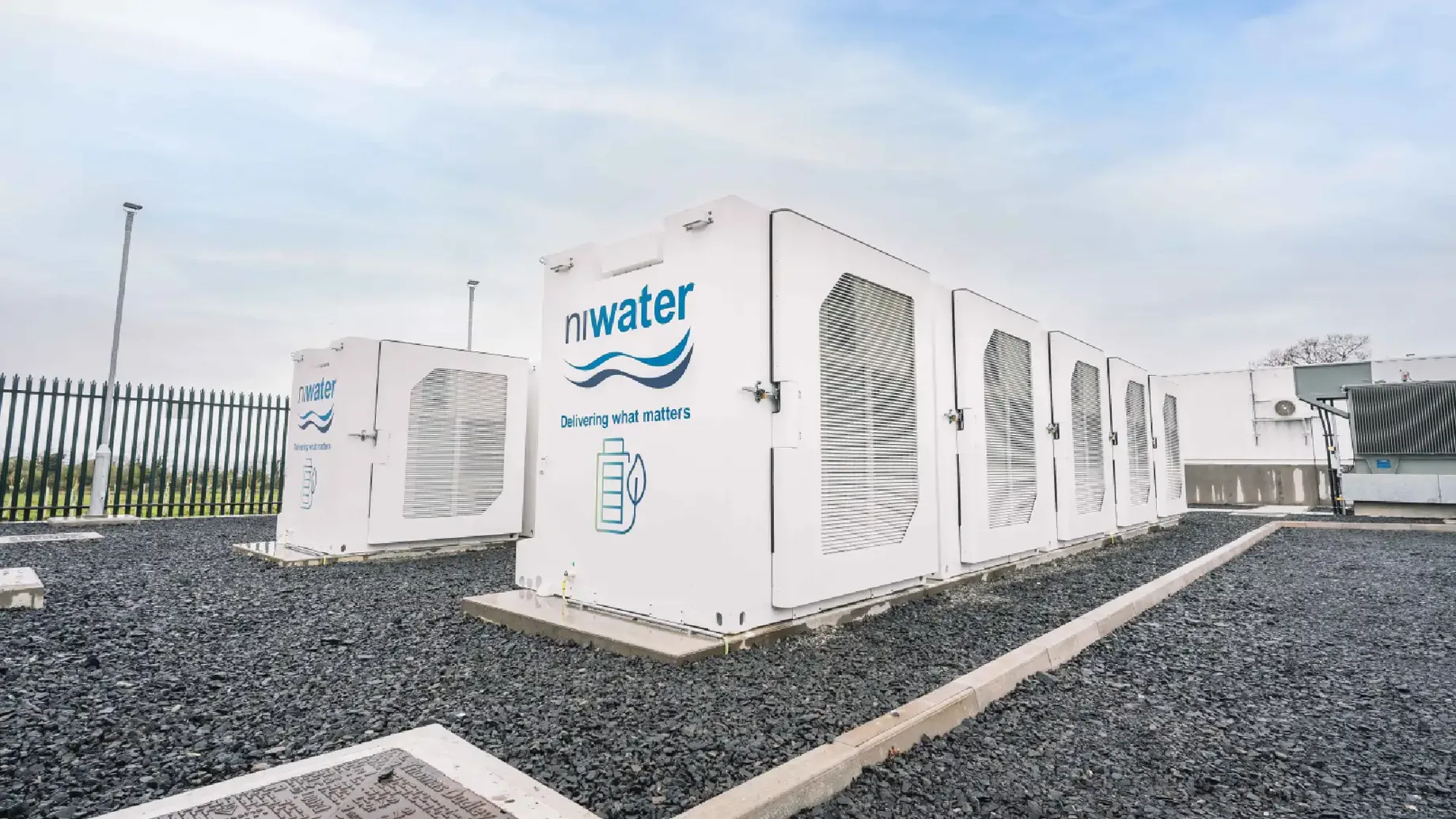 Northern Ireland Water project tanks on clear day