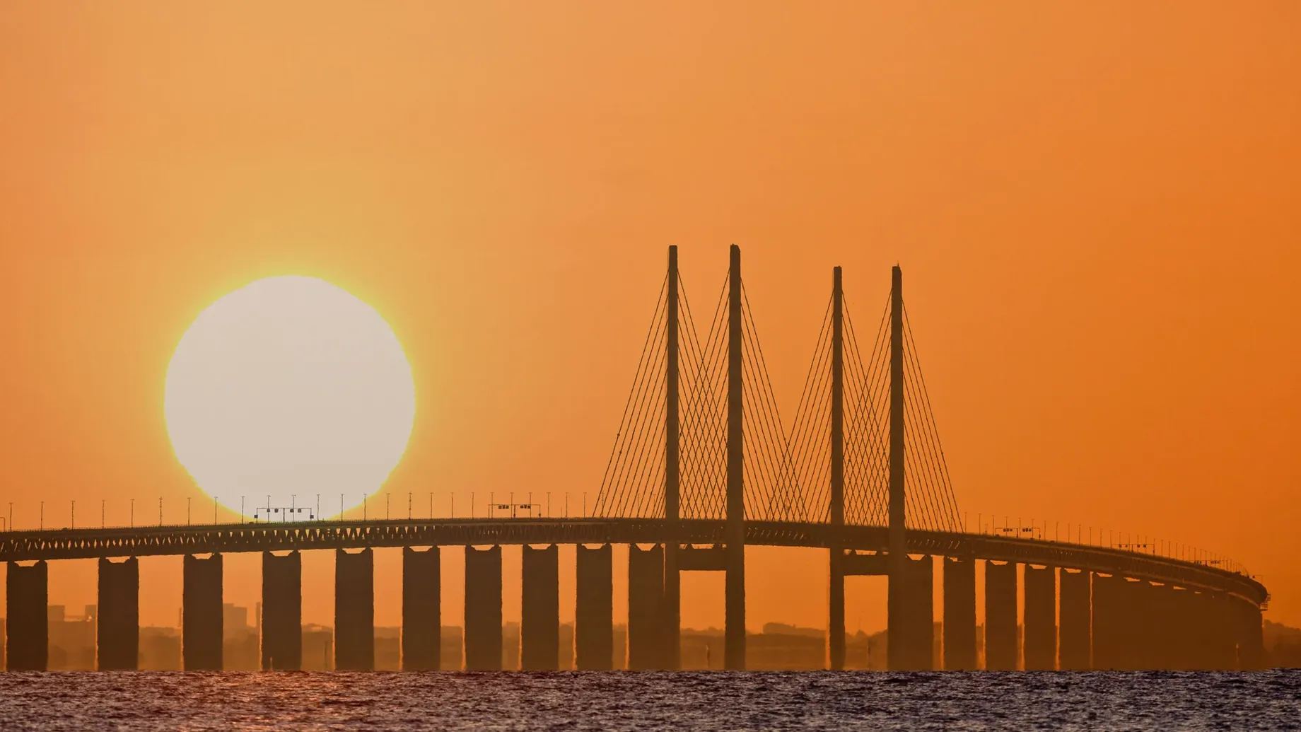 Oresund Link bride at sunset