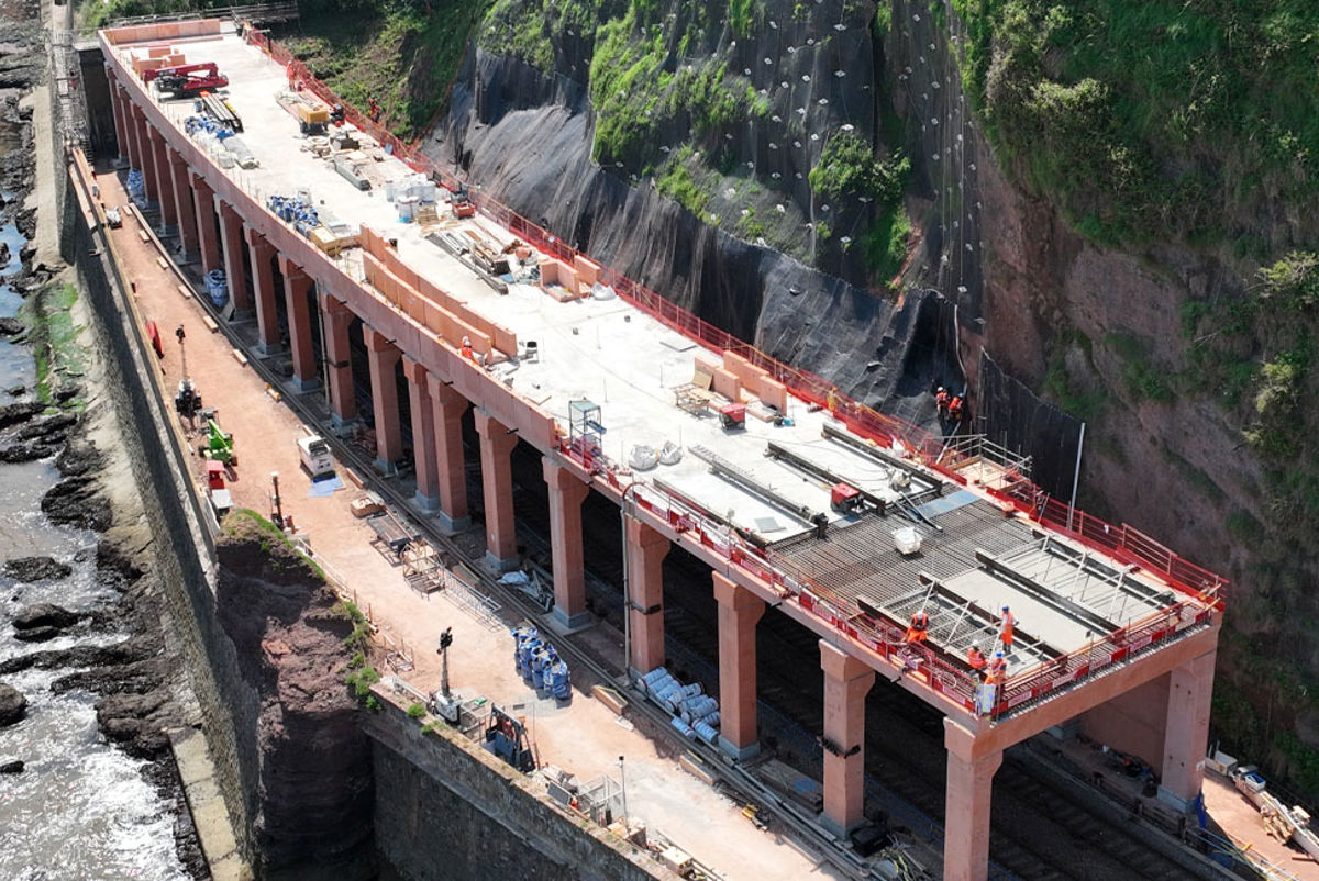 Aerial view of construction work at Parson's Tunnel