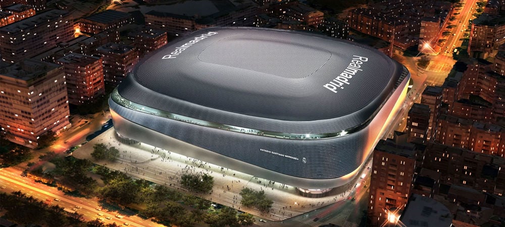 Santiago Bernabéu at night