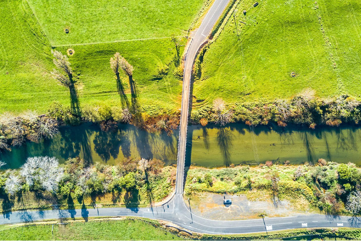 Aerial view of a footbridge in southern Auckland