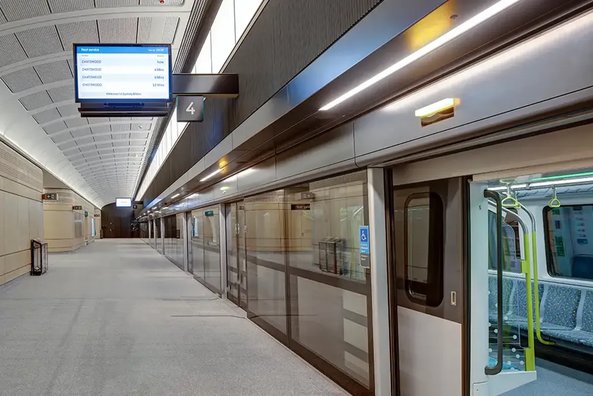 Platform with train doors open