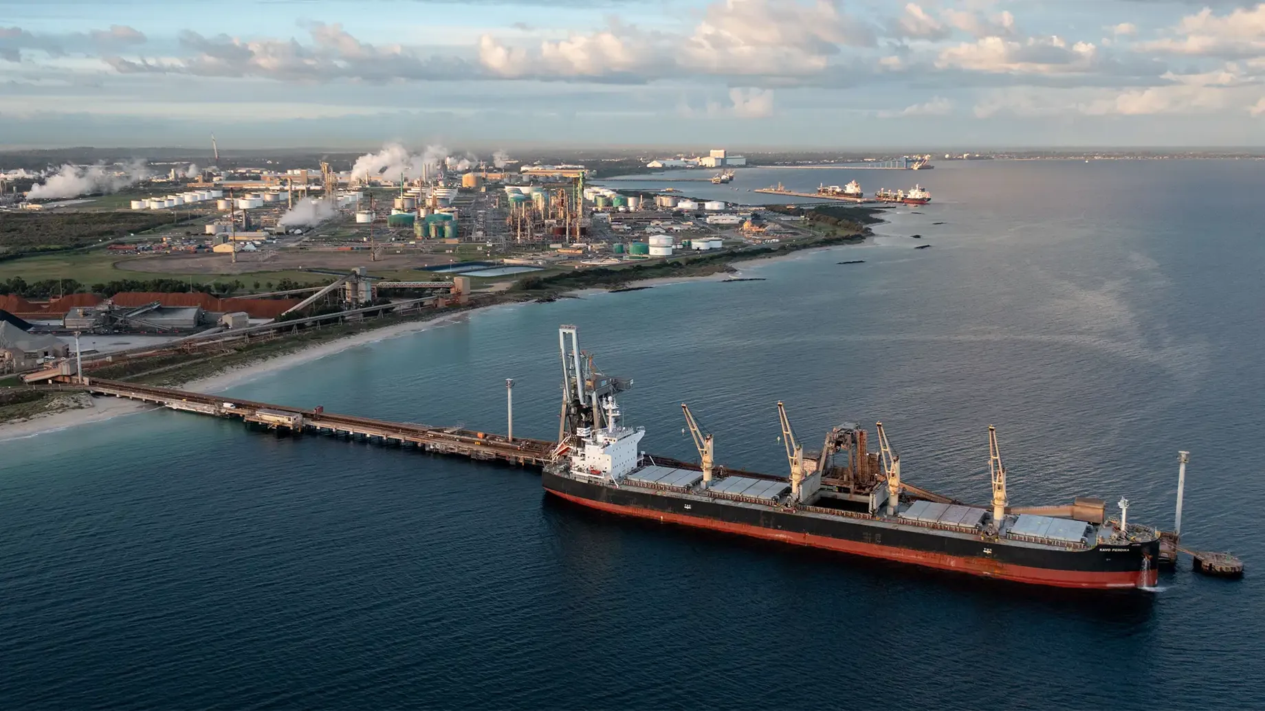 Coastline shipping barge in Western Australia