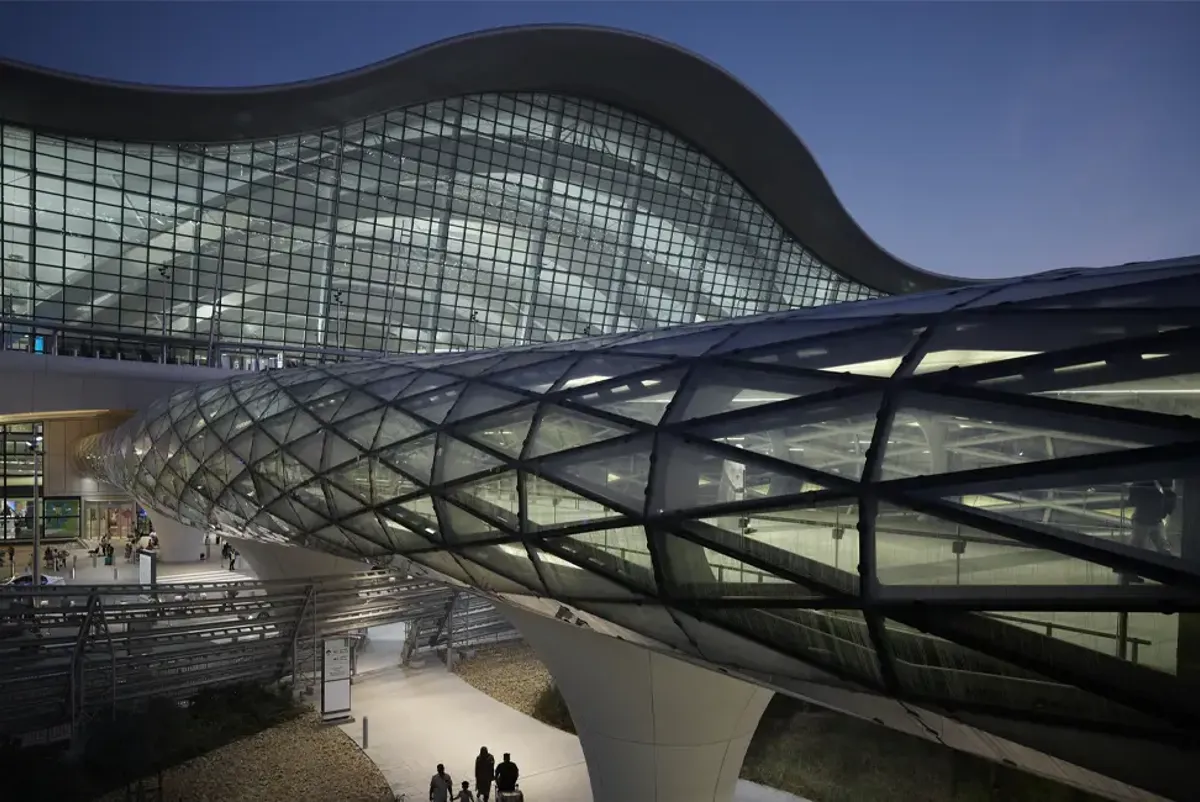 A bridge leading to an airport terminal