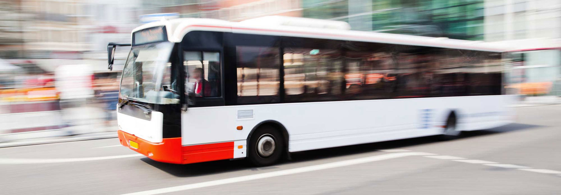 Bus driving along a road