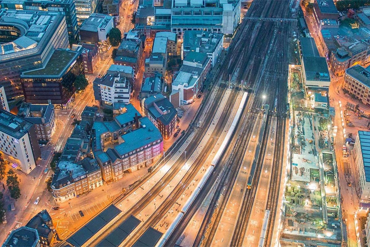 Aerial view of London Bridge station